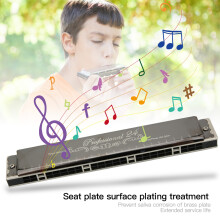 24 Hole Tremolo Harmonica E Key Black - Beginner Musical Instrument