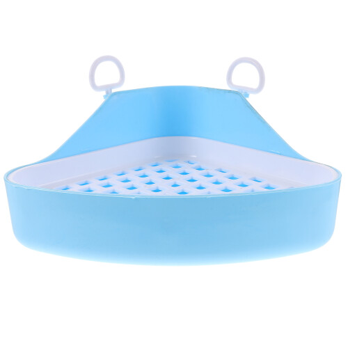 2Pcs Small Animal Plastic Litter Box Triangle Shape Sky-Blue Pet Potty