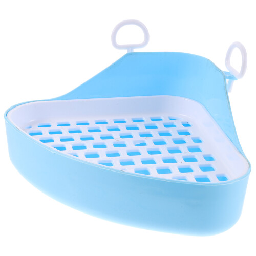 2Pcs Small Animal Plastic Litter Box Triangle Shape Sky-Blue Pet Potty 1