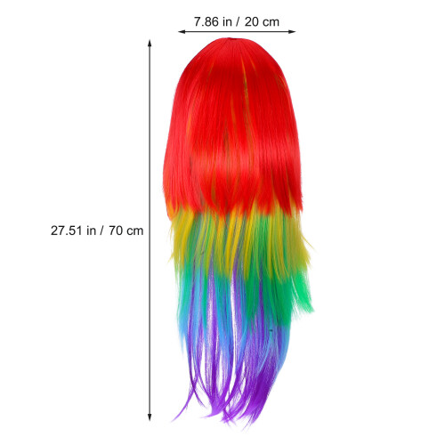 3St Realistische Lange Gradient Pruik Cosplay Multi Haarstuk 1