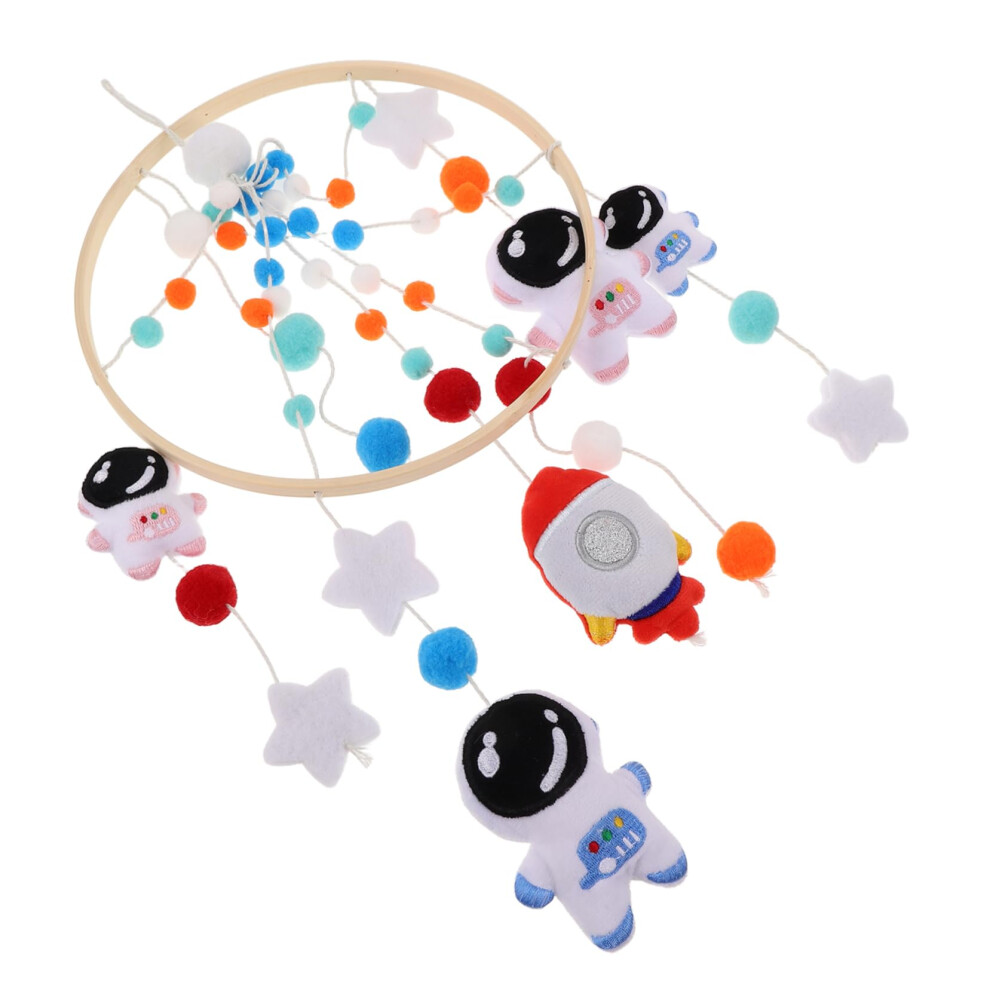 Nursery Mobile Astronaut Rocket Theme Crib Decoration Handmade Soft Fabric Hanging Soothing Chime Melody Easy To Clean