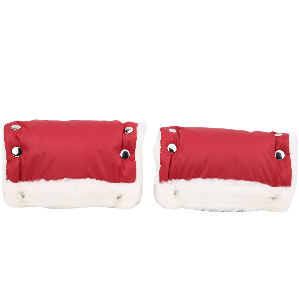 Waterproof Nylon Baby Stroller Hand Muff Gloves, Fits All Sizes Red