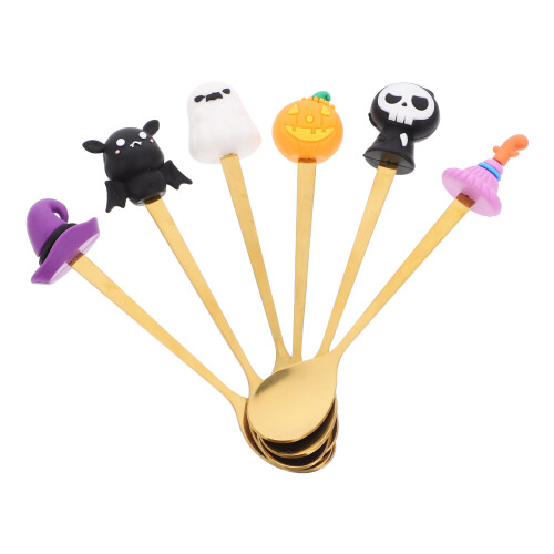 24Pièces Cuillères Halloween Design Métal Or Pour Usage 2