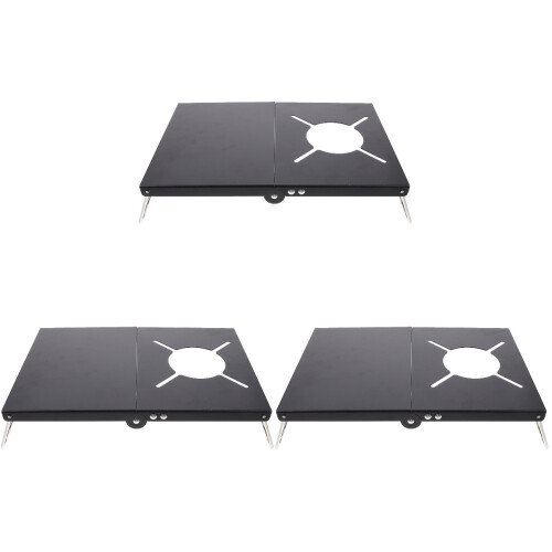 3Pièces Table Extérieur Pliable Camping Acier Compact Noir 2