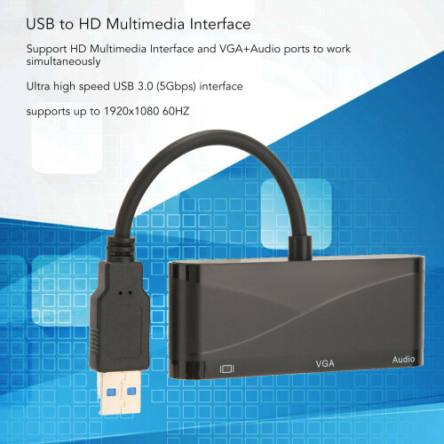 Adattatore USB a HDMI VGA 1080P 60Hz 5Gbps Nero per Windows e Mac 2