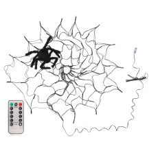 Halloweenská párty atmosféra pavučina světla, halloweenská dekorace světla rozsvítí pavučinu s 8 režimy funkce vodotěsný dálkový