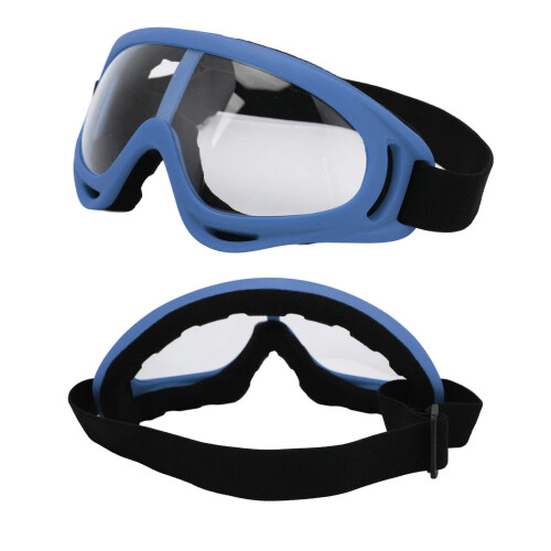 Skibrille PC Durchsichtige Gläser UV-Schutz Winddicht Dunkelblauer Rahmen