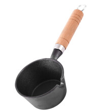 Mini Cast Iron Frying Pan with Wooden Handle, Even Heat, Omelette Skillet for Home Cooking
