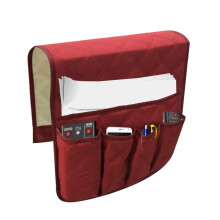 Sofa Armrest Organizer Waterproof TV Remote Control Couch Chair Arm Rest Covers (Red)