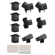 Kit de Fixation pour Pergola - DUOKU - SSAC14 - Acier au carbone - 14 pièces - 92x92 mm
