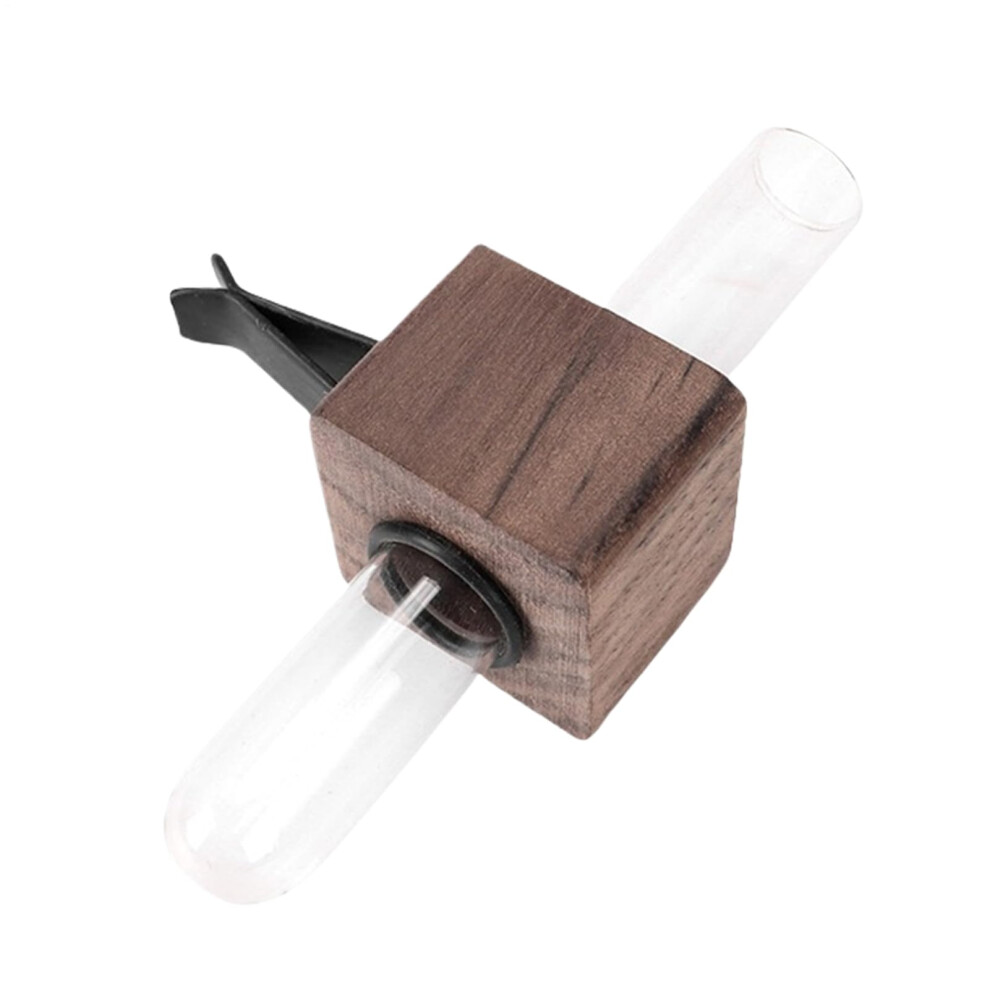 Car Vent Flower Vase With Elegant Walnut Finish, Antislip Clip Glass Holder For Car Decoration 9426802576580
