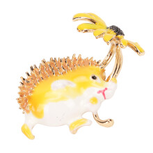 Maravilloso broche de regalo para ella, broche de flor con lindo diseño de erizo, joyería de esmalte, pin de solapa de animal vintage de aleación,