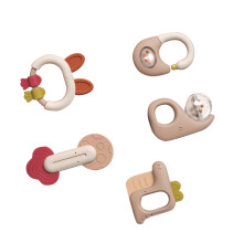Baby Rassel & Beißring-Set, Weiche Kunststoff-Kauspielzeuge für 0-1 Jahre alt