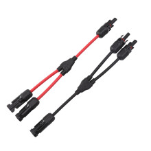2 Pcs Solar Y Branch Connectors 1000V DC, Red/Black, 29.8cm