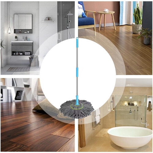 Spin Mop with 360 Rotation and Self Twist Dewatering, Telescopic Handle for MultiSurface Cleaning 2
