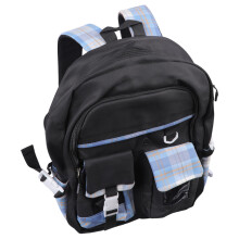 Modieuze schoolrugzak Nylon laptoprugzak Schooltas voor-Zwart