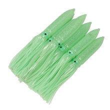Esche Luminoso Verde Calamaro Esche da Pesca in Silicone da 10 Pezzi, Lunghezza 30cm