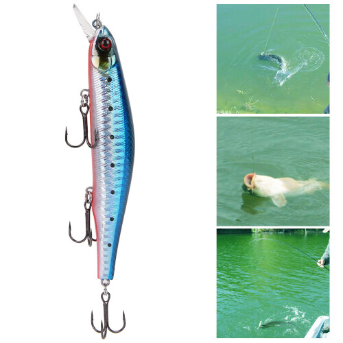 Δόλωμα ψαρέματος Minnow, εξοπλισμένο με αιχμηρά αγκίστρια για ισχυρή διείσδυση και 2