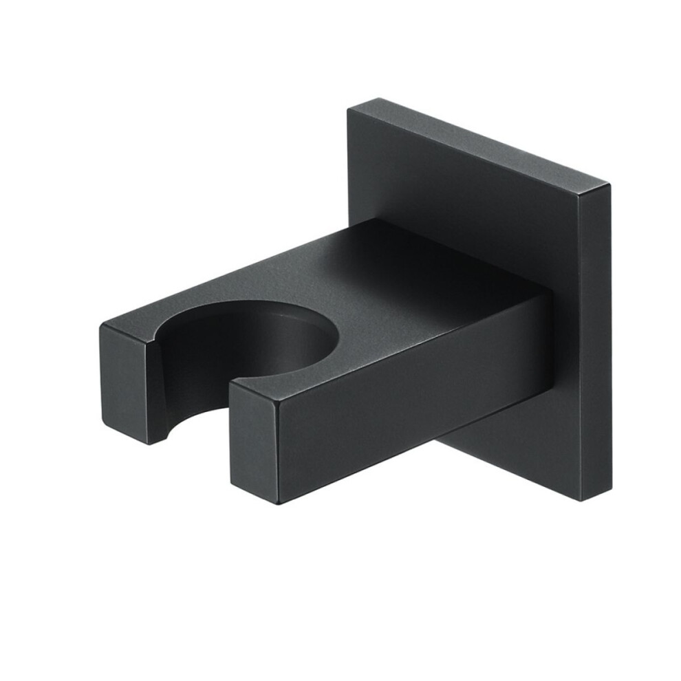 Handheld Shower Bracket For Bathroom, Universal Standard Brass Construction With Matte Black Finish, Wall Mount Square Design Easy Installation 9169997420046