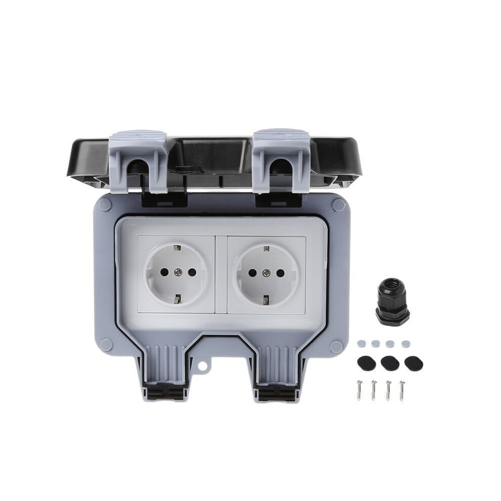 Outdoor Electrical Power Box With Dual Sockets, Weatherproof Ip66 Rated Enclosure With Lockable Cover And Dustproof Seal, Enhanced Safety Outdoor 9009791543599