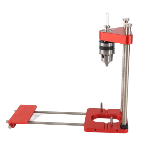 Adjustable Aluminum Woodworking Drill Locator for Joint Precision in Red/Silver 1