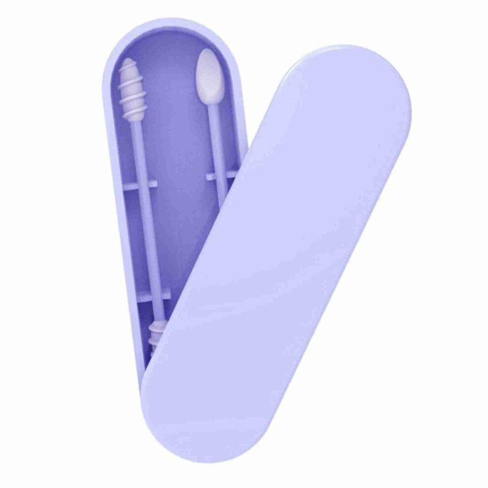 Blue Silicone Reusable Cotton Swab With Storage Box, 9.5Cm