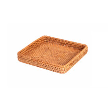 Bandeja artesanal de vime trançado, feita à mão por artesãos. Cesta decorativa de vime natural para cozinha e banheiro, multiuso e ideal para