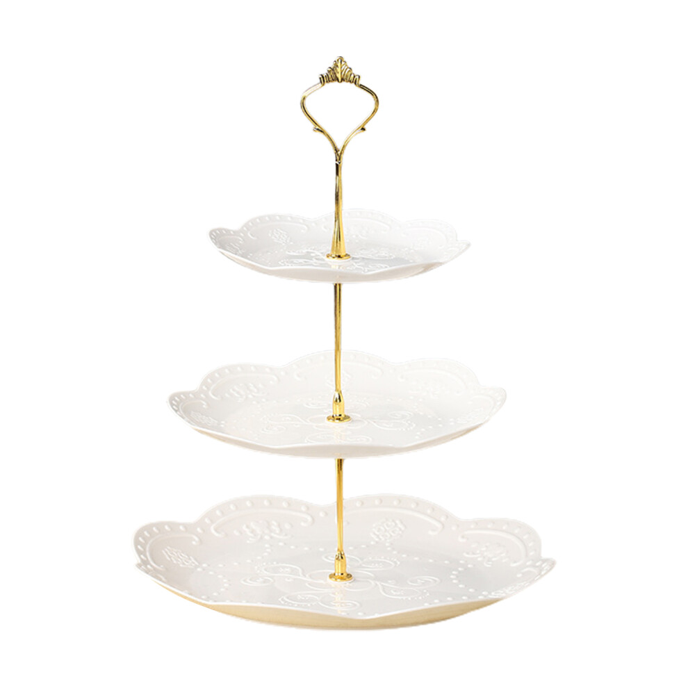 Tier Plastic Cupcake Stand, Dessert Cupcake Stand with Tiered Serving Trays and Polished Metal Rods, Square Shape Cake Display Tower with Wave Line