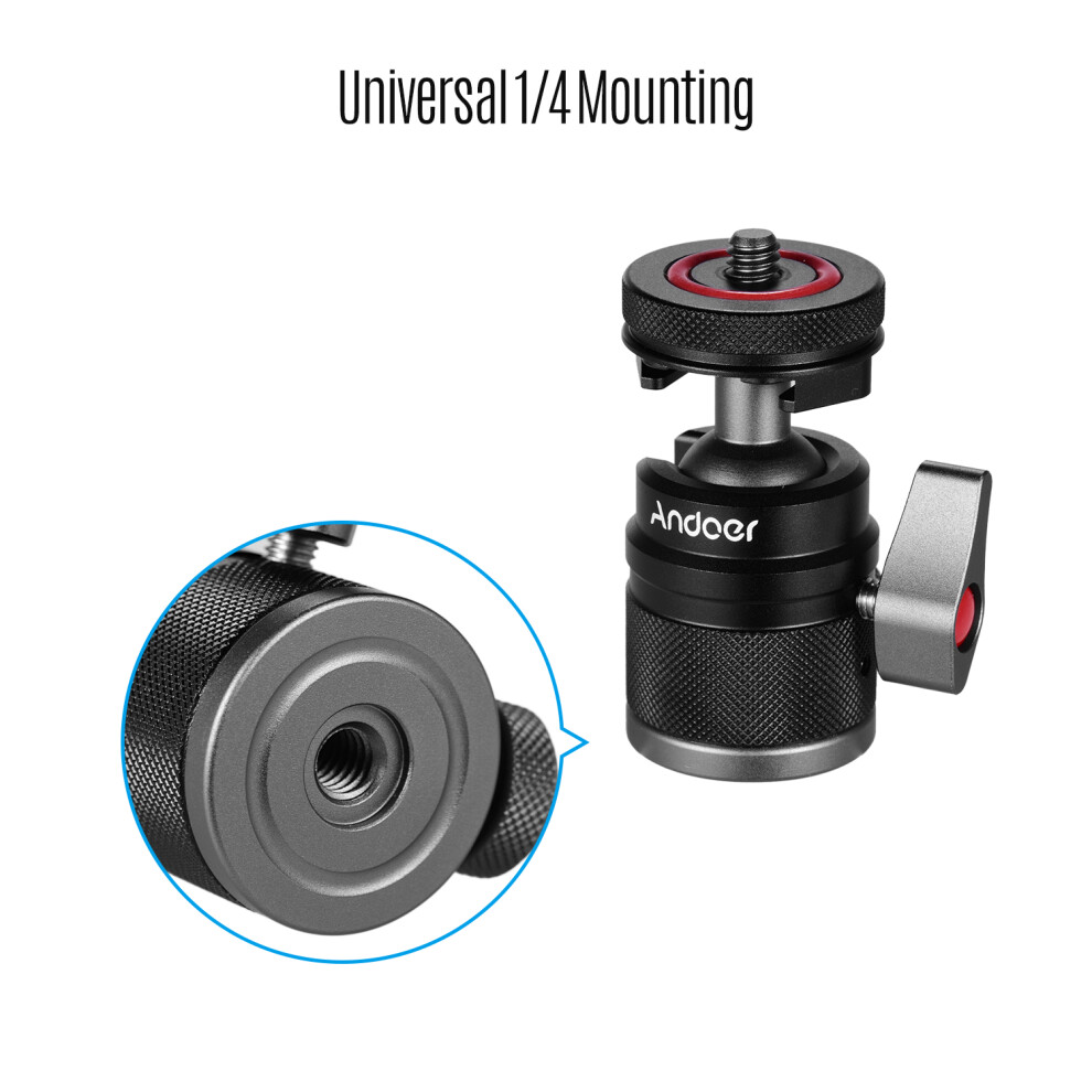 Andoer 2-In-1 Mini-Kugelkopf Mit Kaltschuh, 7443665524161