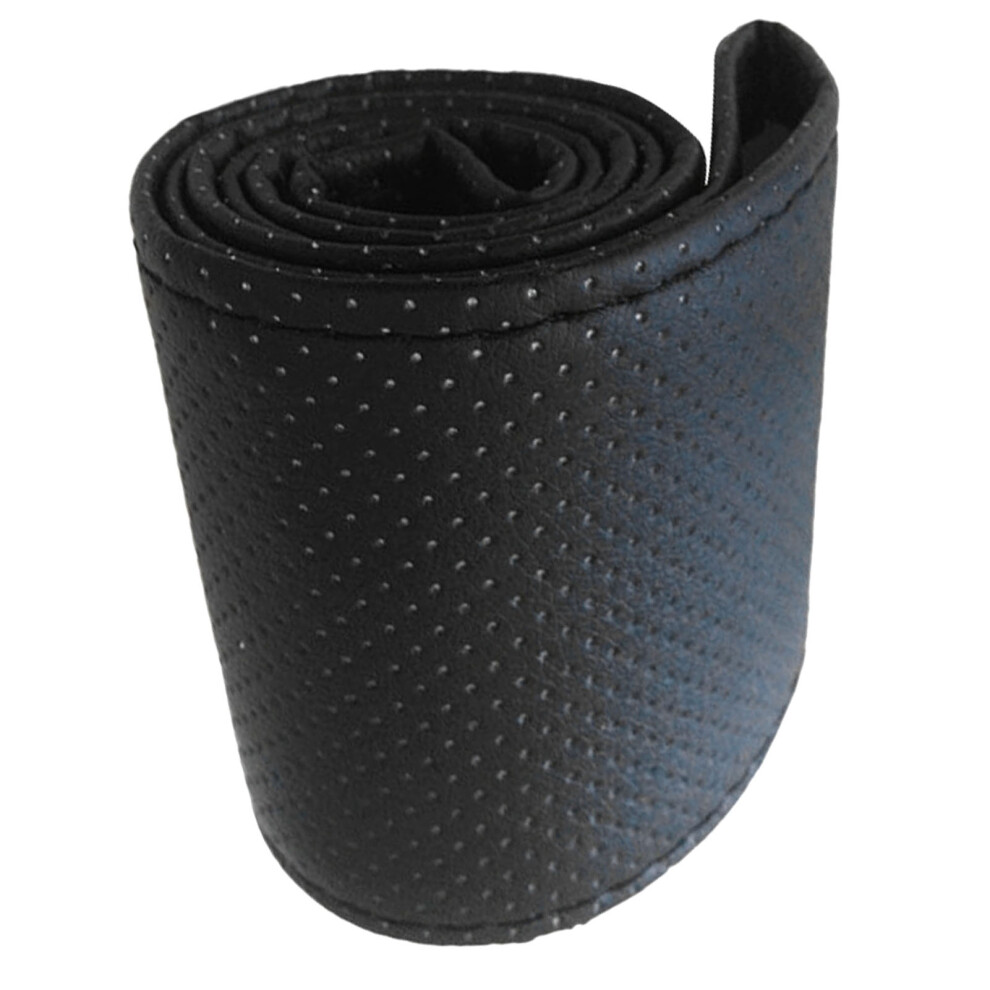 Breathable Microfiber Leather Steering Wheel Cover For 38Cm Wheels Black 3721372864225