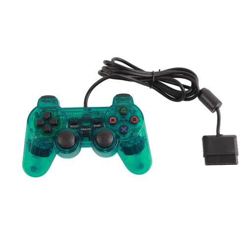 Wired PS2 Game Controller Green ABS Durable Comfortable Grip 1