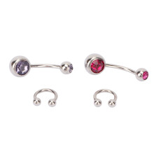 Λαμπερό Glitter Inlay C Ring από ανοξείδωτο ατσάλι με γκλίτερ, κοσμήματα piercing σώματος,