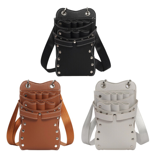 Practical Salon Hair Scissors Holsters Bag 7 Pocket-brown 1