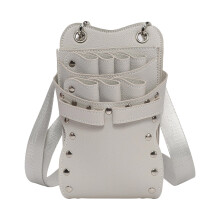 Ergonomic Barber Tool Pouch with 7 Dedicated Scissor-White