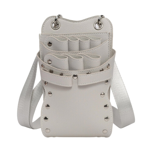 Ergonomic Barber Tool Pouch with 7 Dedicated Scissor-White