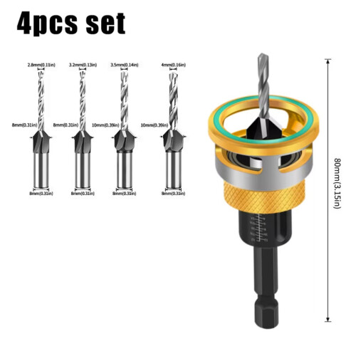 Countersink Drill Bit Set Woodworking Counterbore Hole-Gold 2