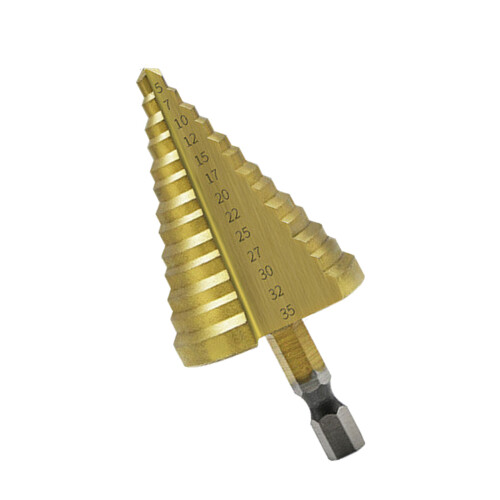 Hexagonal / Round Shank Straight Grooves Black-Hex Handle Gold