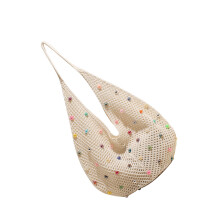 Women Knitting Shoulder Bag Beach Bag Lovely Armpit Bag-White
