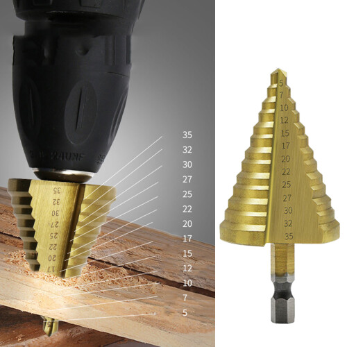 Hexagonal / Round Shank Straight Grooves Black-Hex Handle Gold 2