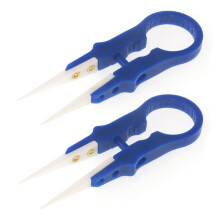 Precisions Reverse Ceramic Tweezers Resistant Electronics-Blue