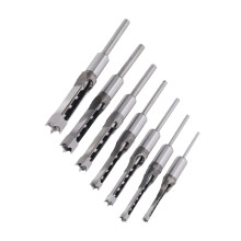 Square Hole Chisel Drill Bit Kit 7 Pieces HSS Woodworking Bits