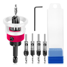 Countersink Drill Carbide Adjustable Depth For Wood Board-Red