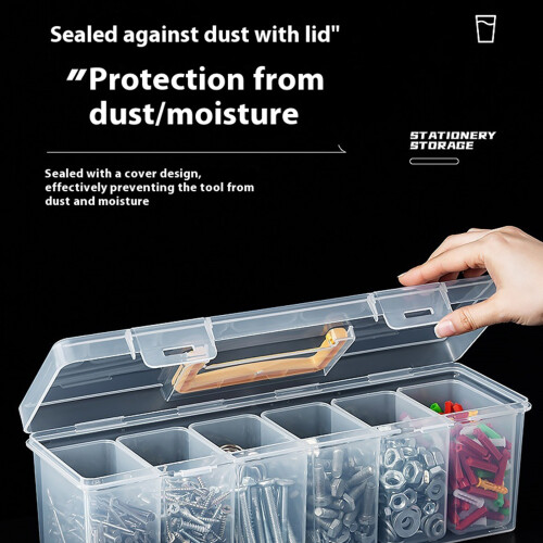 Compact Tool Organizer Case Transparent Design Removable-Yellow 2