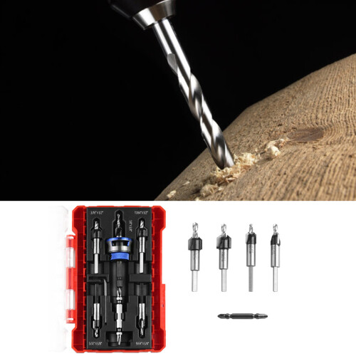 Countersink Drill Bits Set with Depth Stop Woodworking-Blue 1