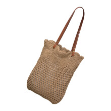 Women Beach Bag Crochet Underarm Bag Fashion Handbag-Khaki