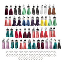 Breloques à pompons en cuir suédé en vrac, accessoires porte-clés avec finition métallique et capuchon en plastique robuste pour la création de