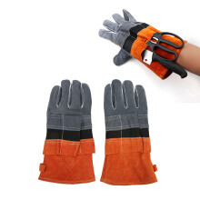 Hitzebeständige Leder-Barbecue-Handschuhe Flammhemmend Orange