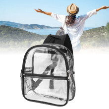 Transparenter PVC-Rucksack, 29,2 x 15,2 x 30,5 cm, Hoher Stauraum, Schwarz