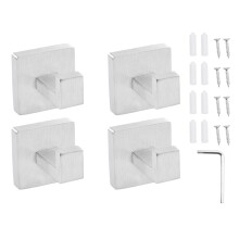 4-teiliges Saugnapf-Klemmhaken-Set für-gebürstetes Silber