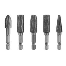 5-teiliges Drehgrat-Raspel-Set, Holzschnitzbohrer,